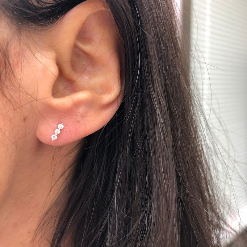 Joelle Collection Diamond Bar Earrings - Diamond Graduate Stud 14K Gold 1/4 Cttw. Available in White, Rose, Yellow Gold -