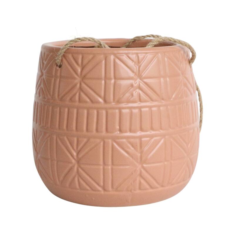 Sagebrook Home Neutral Textured Ceramic Hanging Planter