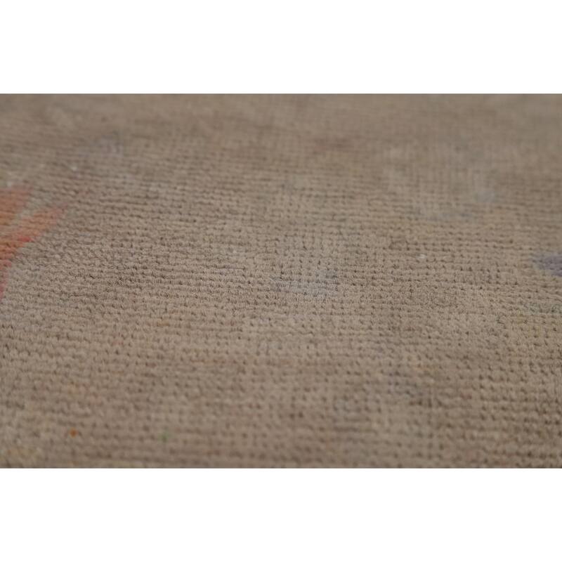 Distressed Brown Tabriz Persian Area Rug Hand-Knotted Wool Carpet - 9'8"x 12'11"