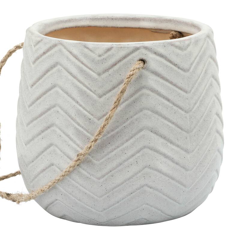 Sagebrook Home Neutral Textured Ceramic Hanging Planter