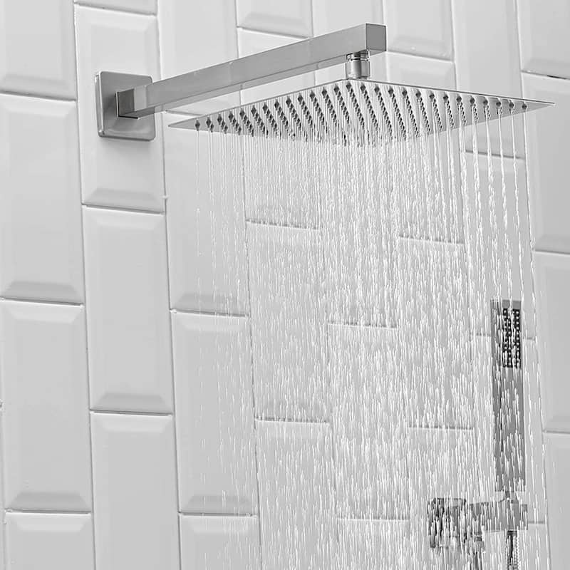 Brushed Nickel 1-handle Square Shower Faucet Shower System - 15.75"*10"