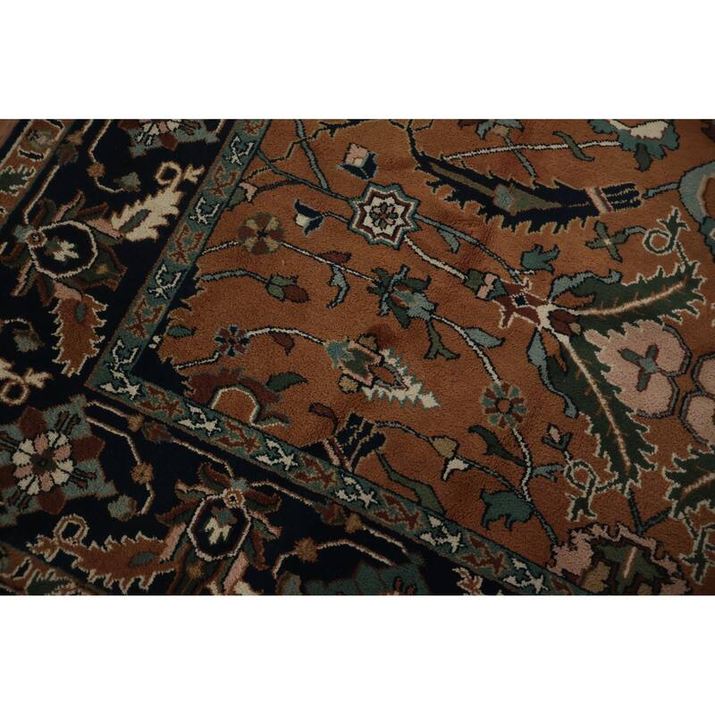 Hand Knotted Oriental 100% Wool Carpet Transitional All-Over Oranges & Rust Oushak Area Rug - 9' 10'' X 7' 11''