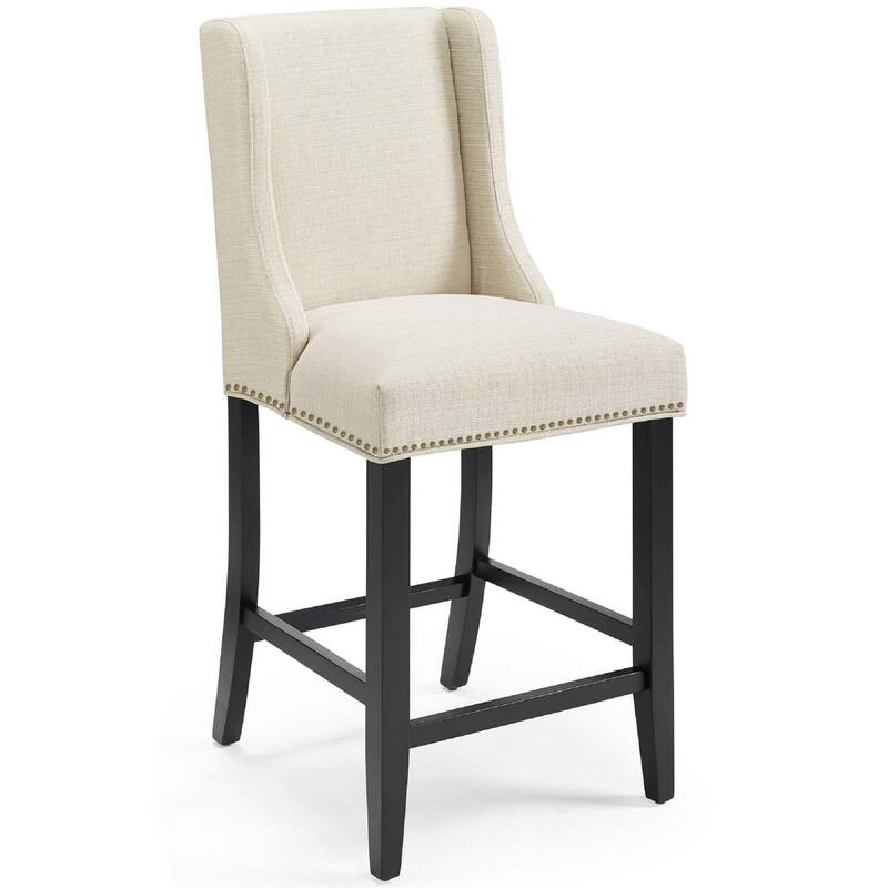 Modway Baron Counter Stool Upholstered Fabric Set of 2 in Beige
