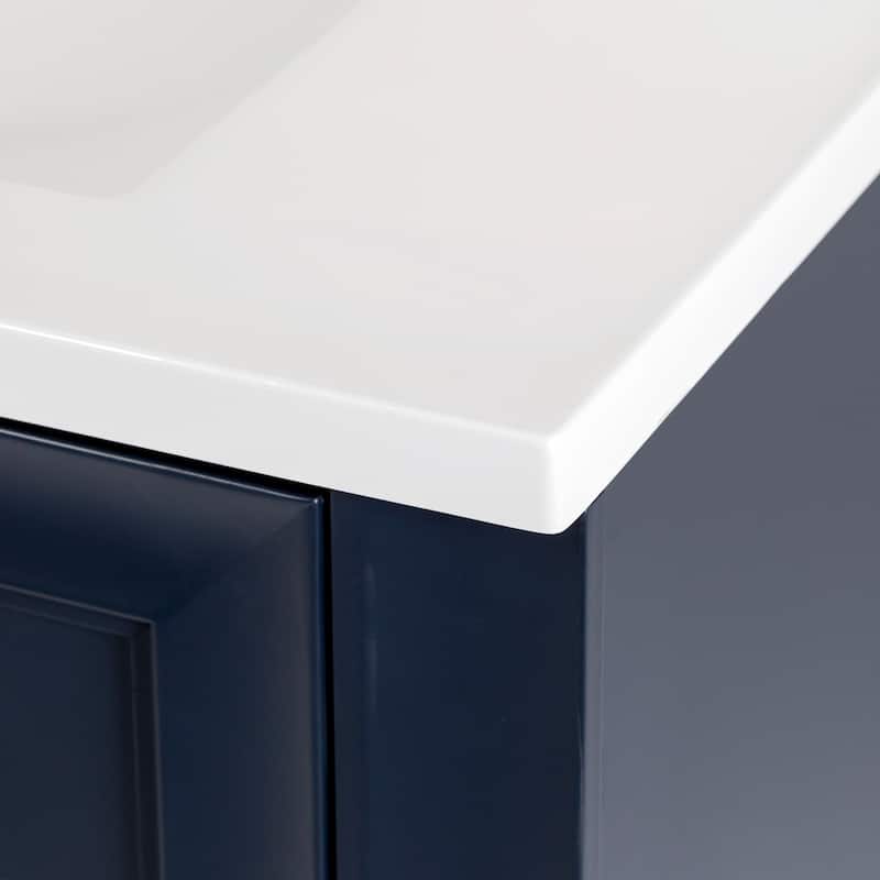 Spring Mill Cabinets Nimay 60.5" Double Bathroom Vanity With 5 Drawers, 2 Cabinets, and White Sink Top