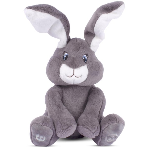 slide 2 of 5, Dimple Milo Animated Peek-a-Boo Bunny - Singing Plush Toy for Babies and Toddlers, Grey, Ages 0 and Up