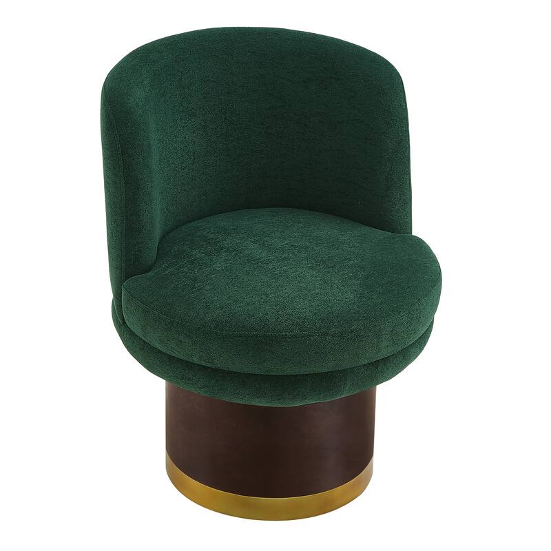 Roomfitters Round Chenille Swivel Accent Chair with Curved Back, Modern Barrel Chair