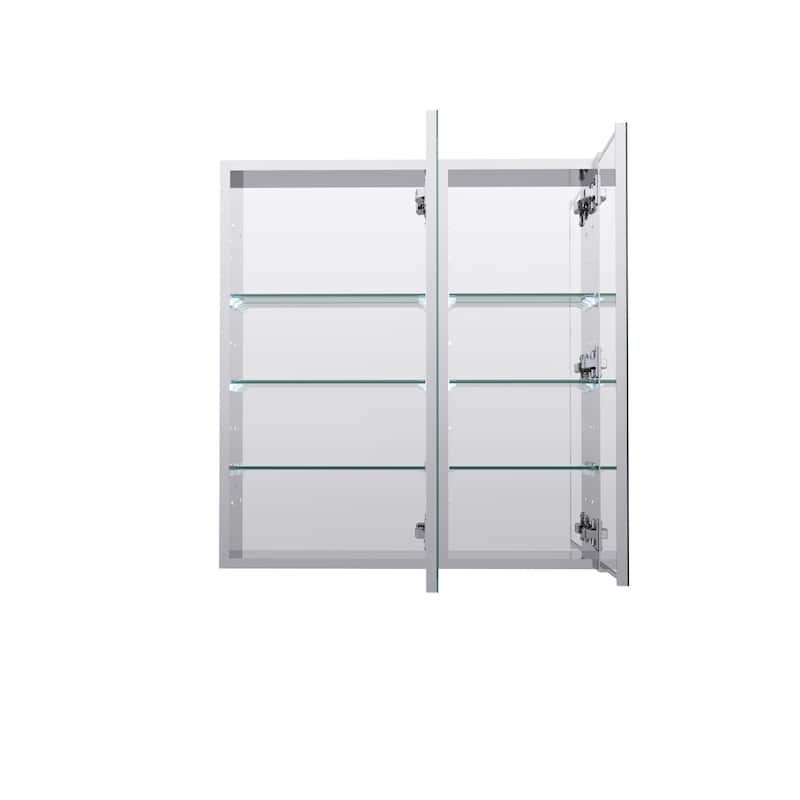 28''W X 30''H Recessed Or Surface Wall Mount Bathroom Medicine Cabinet With Adjustable Glass Shelves