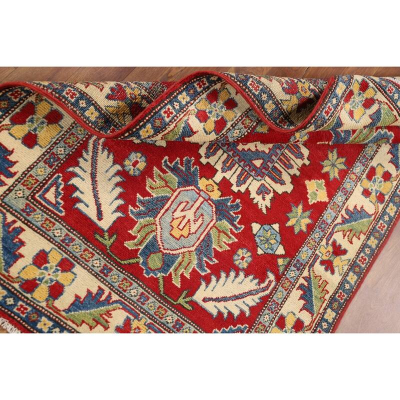 Red Kazak Accent Rug Hand-Knotted Wool Carpet - 3'3" x 5'0"