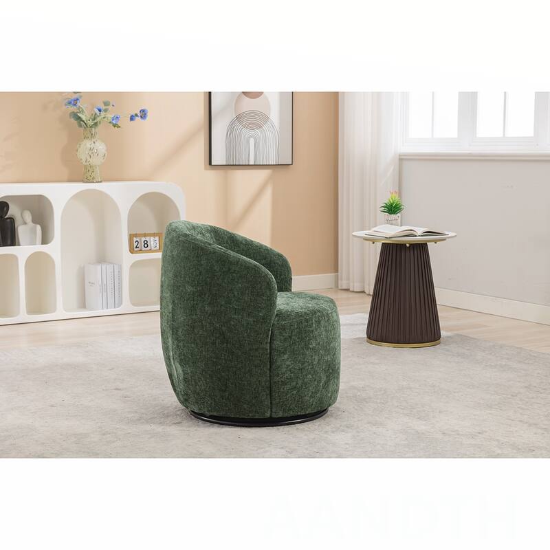 Chenille Swivel Barrel Chair