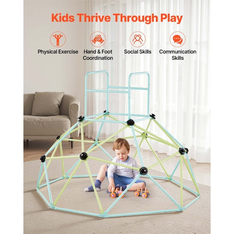 6FT Playground Geometric Dome Climbing for Kids with Rust Resistant Steel for Indoor or Outdoor Fun - 72 x 72 x 52.6 in
