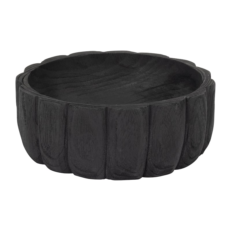 Sagebrook Home Carved Elemental Bowl, 9" Wood - Perfect for Interiors, Exquisite Centerpiece Bowl - 9" x 9" x 4"