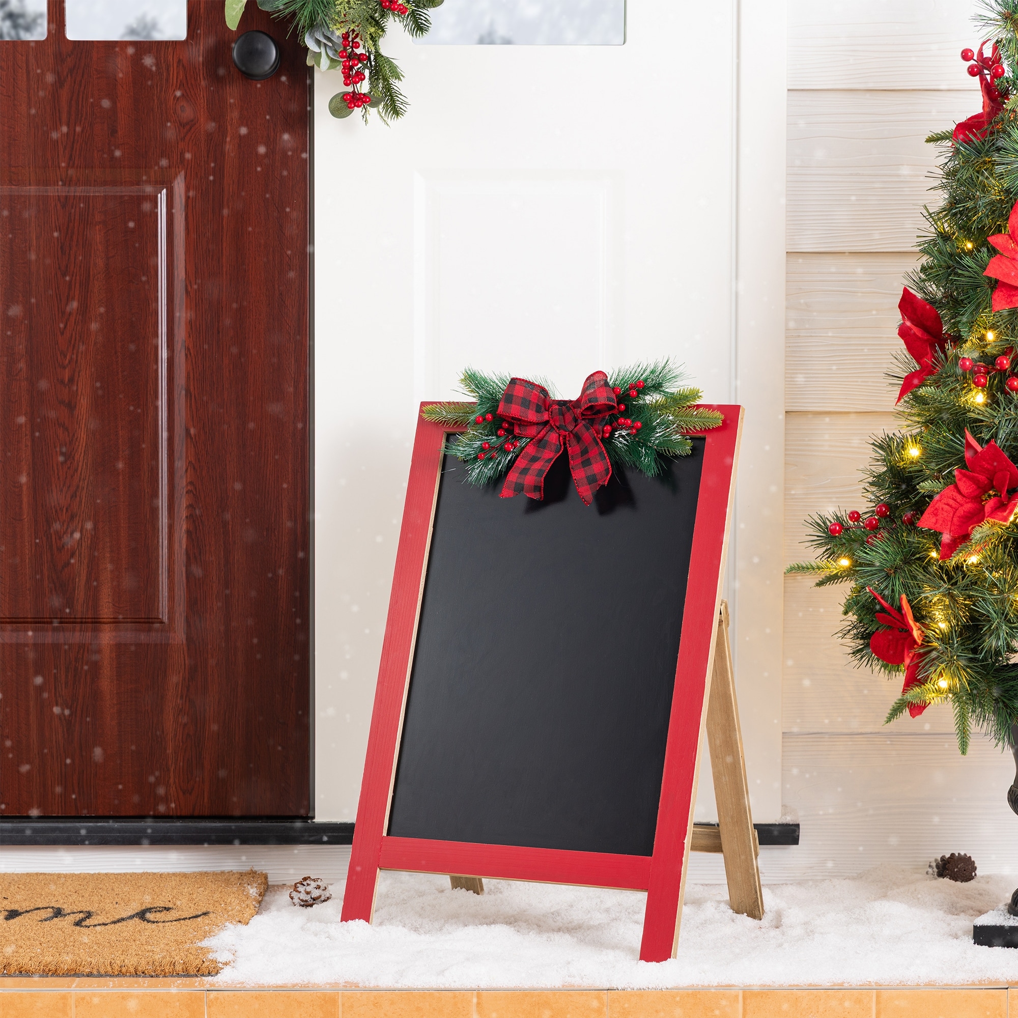 Glitzhome 24"H Christmas Wooden Easel Porch Decor