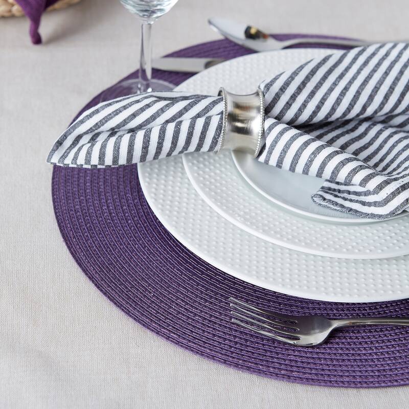 Round Woven Kitchen Dining Table Placemats - 15" - Mauve - Set of 6