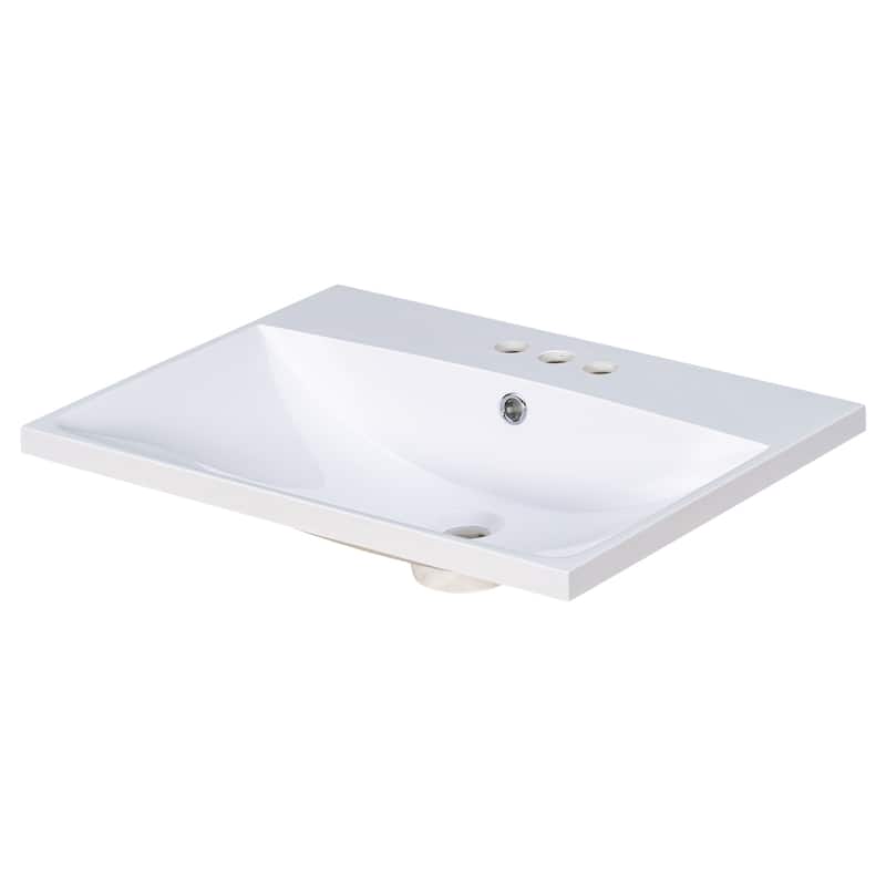 GDFStudio - Ethan Montgomery 24-Inch Single Bathroom Vanity Top with Integrated Ceramic Basin - 24"