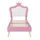 preview thumbnail 5 of 9, Twin Princess Platform Bed Creativity Fairytale Bed Frame Every Girl's Dream Princess Bed With Crown and LED Headboard - Pink