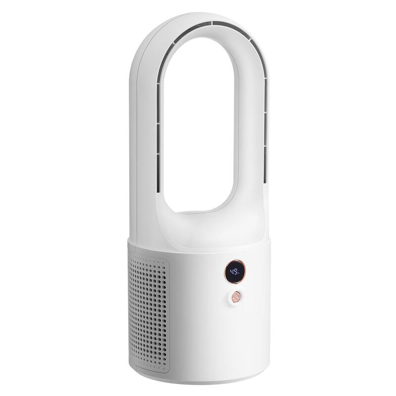 Portable Desk Bladeless Fan 6-Speed with Battery for Bedroom Office - White