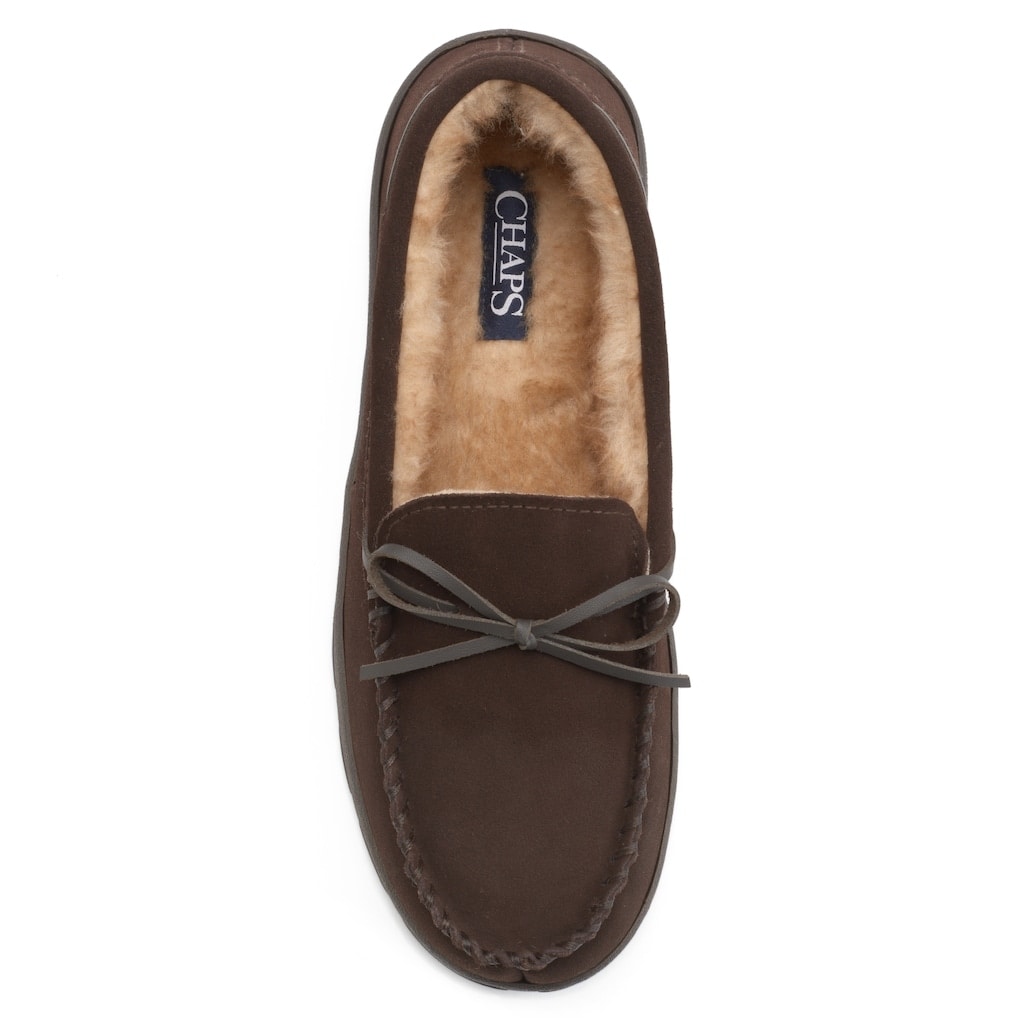 men's chaps suede moccasin slippers