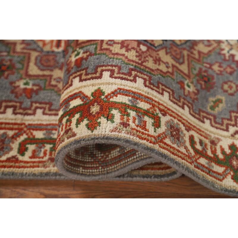 Gray Geometric Heriz Serapi Oriental Runner Rug Wool Carpet - 2'7" x 8'1"