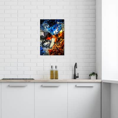Wynwood Studio Canvas Fashion Mark Zunino - Amber Florals and Saphire Tides II Blue and Modern Wall Art Canvas Print