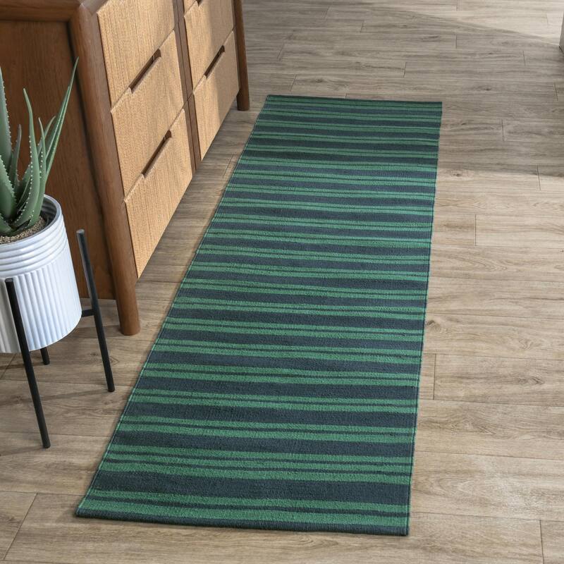Villa by Classic Home Palma Hand Woven Performance Fabric Rug - 2.6x8 - Blue Green