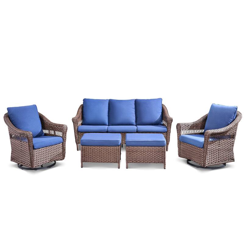 Pocassy 5 Pieces Sofa Swivel Chair with Ottomans