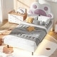 preview thumbnail 4 of 5, Twin Size Upholstered Platform Bed with Animal Paw Shaped Headboard and LED