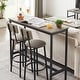 preview thumbnail 15 of 37, New Style Bar Table Set with Bar Stools PU Soft Seat with Backrest and Footrest ,1 Wooden Table(Set of 3 or Set of 5)