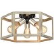 preview thumbnail 1 of 8, 15 in. 3-Light Wood Tone Modern Farmhouse Semi-Flush Mount Ceiling Light - 15"W
