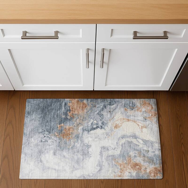 Premium Washable Super Soft Abstract Contemporary Mayfield Rug - 1'8" x 2'6" - Gray