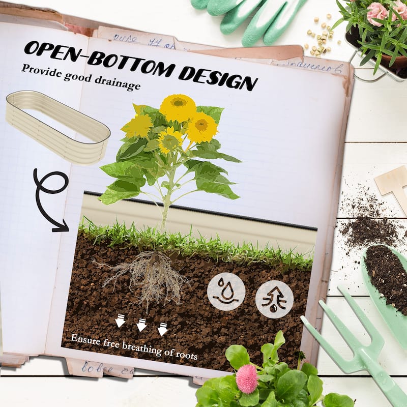 Outsunny 4.9' x 2' x 1' Galvanized Raised Garden Bed Kit, Outdoor Metal Elevated Planter Box with Safety Edging