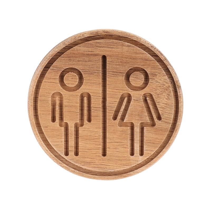 Wooden Restroom Door Sign - 4"L x 0.5"W x 4"H
