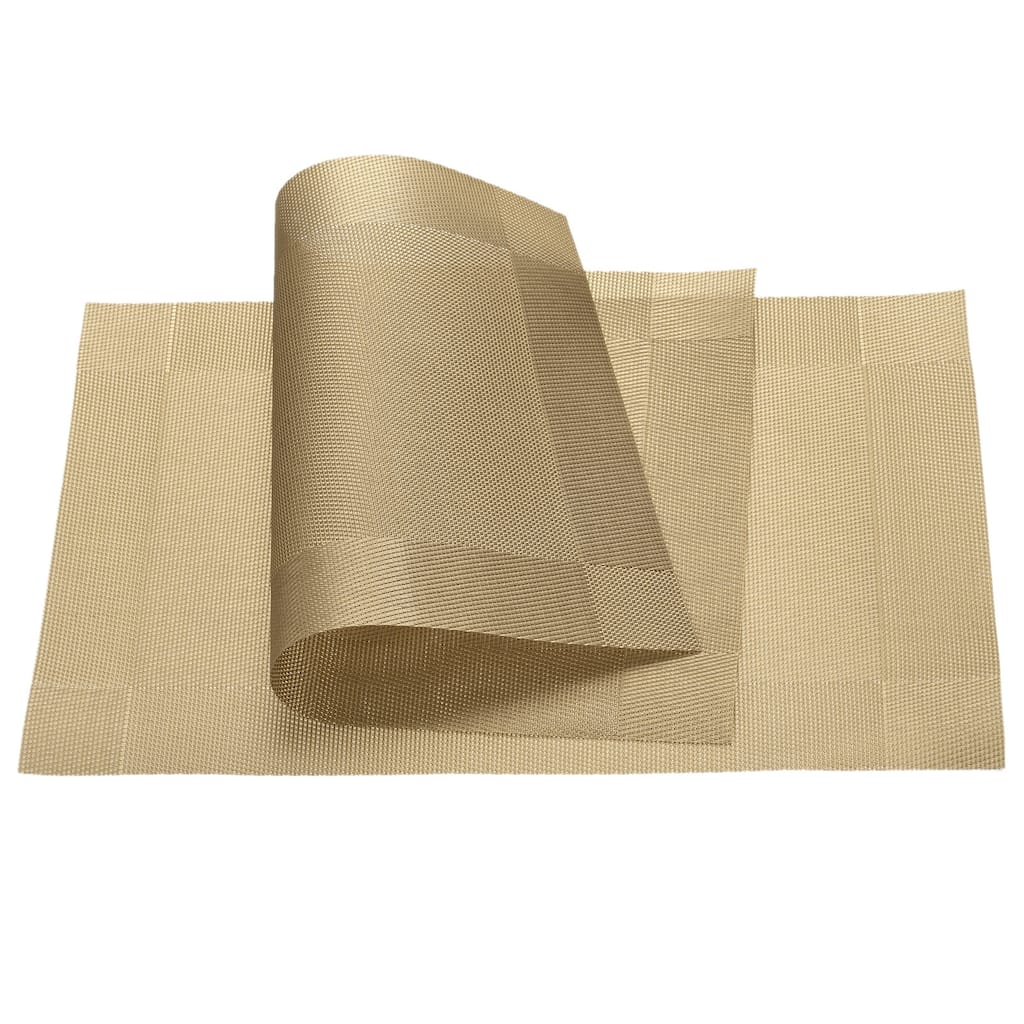 Place Mats 450x300mm 6pcs PVC Table Washable Woven Placemat, Gold Tone - Gold Tone