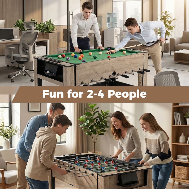 Gymax 2-in-1 Swivel Game Table 49'' Foosball Pool Billiards