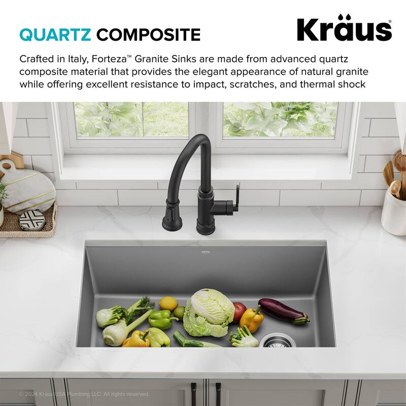 KRAUS Forteza Granite 32 inch 1-Bowl Undermount Kitchen Sink