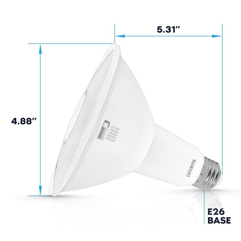 Luxrite PAR38 LED Flood Light Bulb 13W=90W 5CCT 1200 Lumens Dimmable Spotlight Bulb Damp Rated ETL Listed E26 (6 Pack)