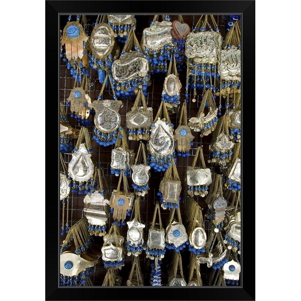 "Jewelry for sale at shop on Hashemi Street" Black Framed Print