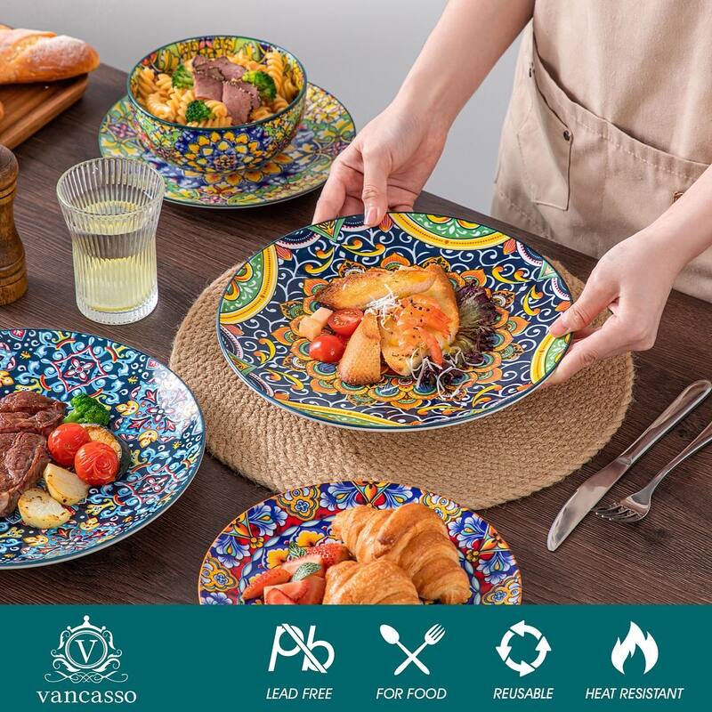 vancasso SIMI Bohemian 12-piece Porcelain Pattern Dinnerware Set