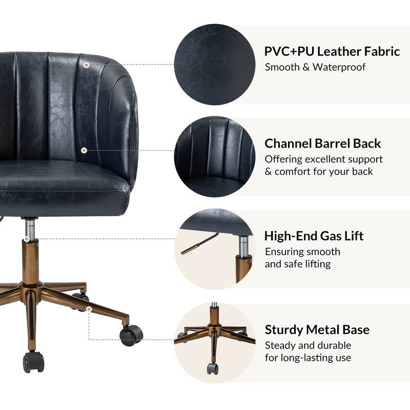 Gia Mid-century Modern Vegan Leather Ergonomic Office Chair by HULALA HOME