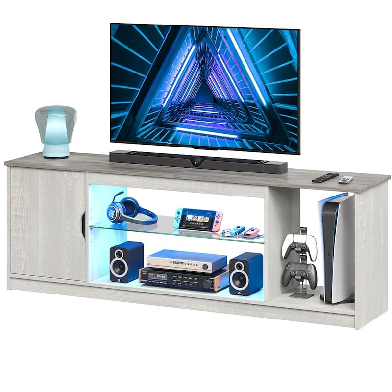 Modern TV Stand for up to 65" TVs Gaming Entertainment Center with Adjustable Shelves for PS5 - 58 inches