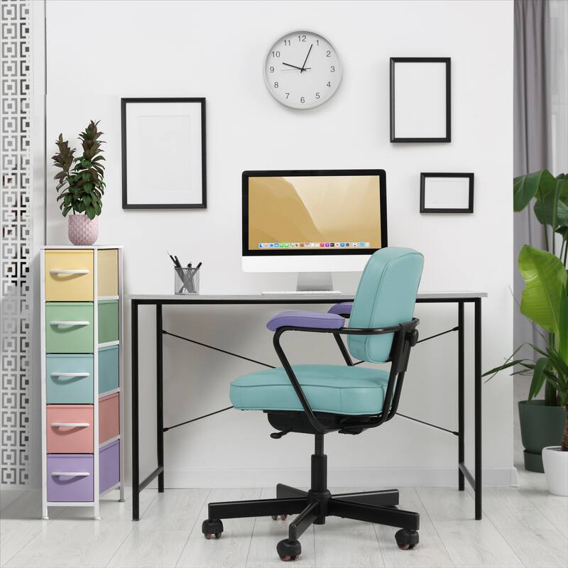 Sorbus Narrow Dresser with 5 Drawers - Vertical Slim Storage Chest of Drawers with Steel Frame, Wood Top & Easy Pull Fabric Bins