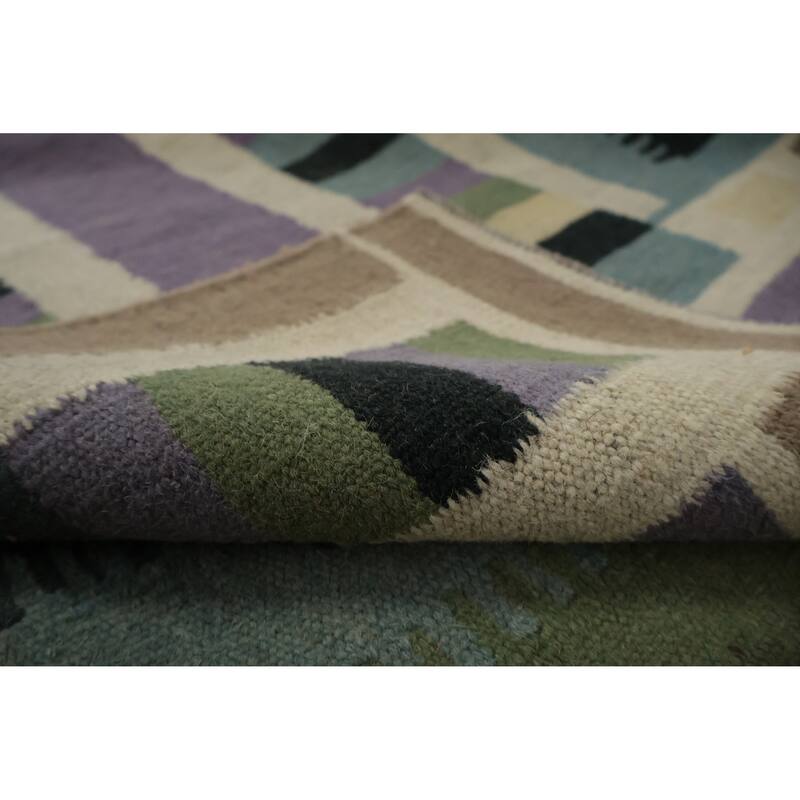 Hand Woven Oriental 100% Wool Carpet Southwestern Modern Multi-Colored Kilim Area Rug - 10' 2'' X 8' 5''