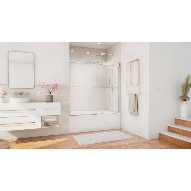 DreamLine Essence 56-60 in. W x 60 in. H Frameless Bypass Tub Door in Chrome