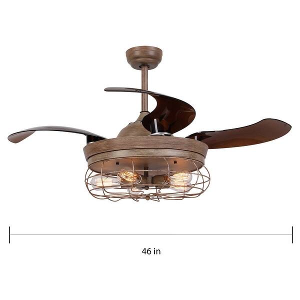 Industry 46-inch Bronze Industrial Weathered Oak Retractable Ceiling Fan