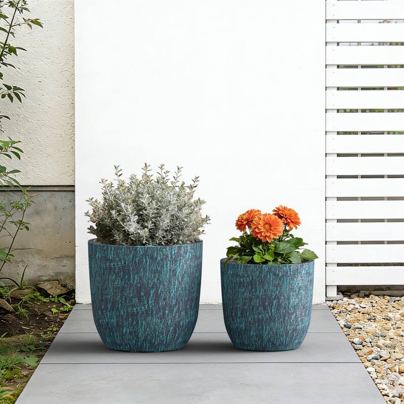 Upgraded Interior Concrete Tall Round Planter with Drainage Holes