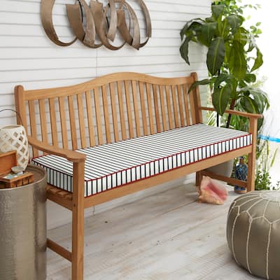 Sunbrella Lido Indigo Indoor/ Outdoor Corded Bench Cushion, 40 in x 17 i