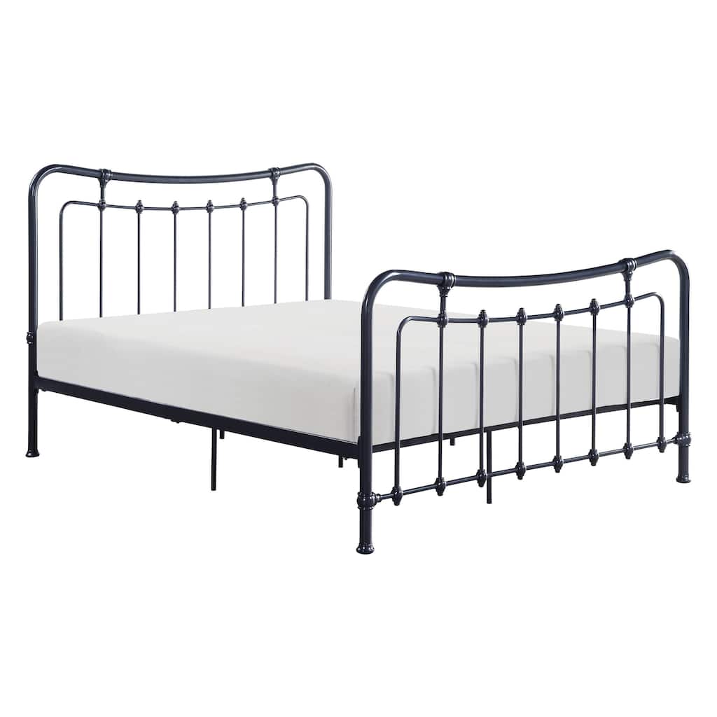 Engel Full Size Bed, Metal Spindle Frame in Gray Finish, Traditional Style