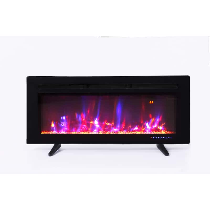 42.5" Slim Black Flat Wall Mounted Fireplace