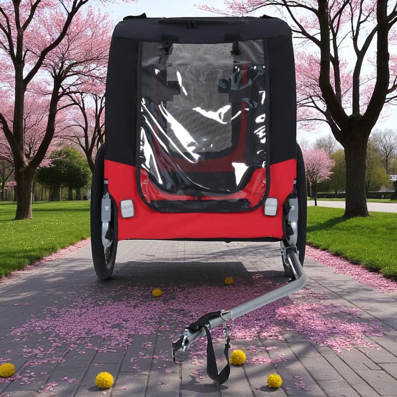 Large Folding Dog Bike Trailer - 66LB Capacity Pet Bicycle Carrier with Steel Frame, All-Terrain Wheels & Rain Cover