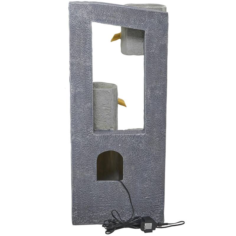 Fiberglass 3 Tier Fountain with LED Light - Gray - Roche River Decor