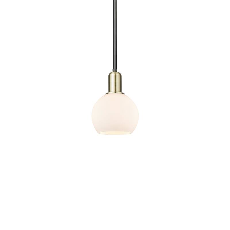 Innovations Lighting 716-1S-9-6 Athens Pendant Athens 6" Wide Mini - Black Antique Brass / Matte White